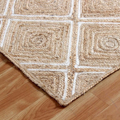 Trendy White Beige Hand Braided Sea House Jute Area Rug - Indian Rug Store