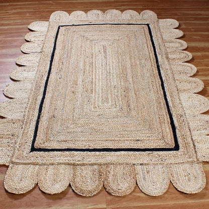 Trendy Black Beige Hand Braided Home Decor Jute Area Rug - Indian Rug Store