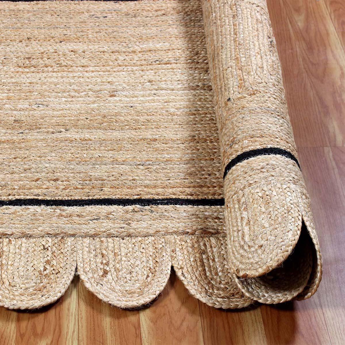 Trendy Black Beige Hand Braided Home Decor Jute Area Rug - Indian Rug Store