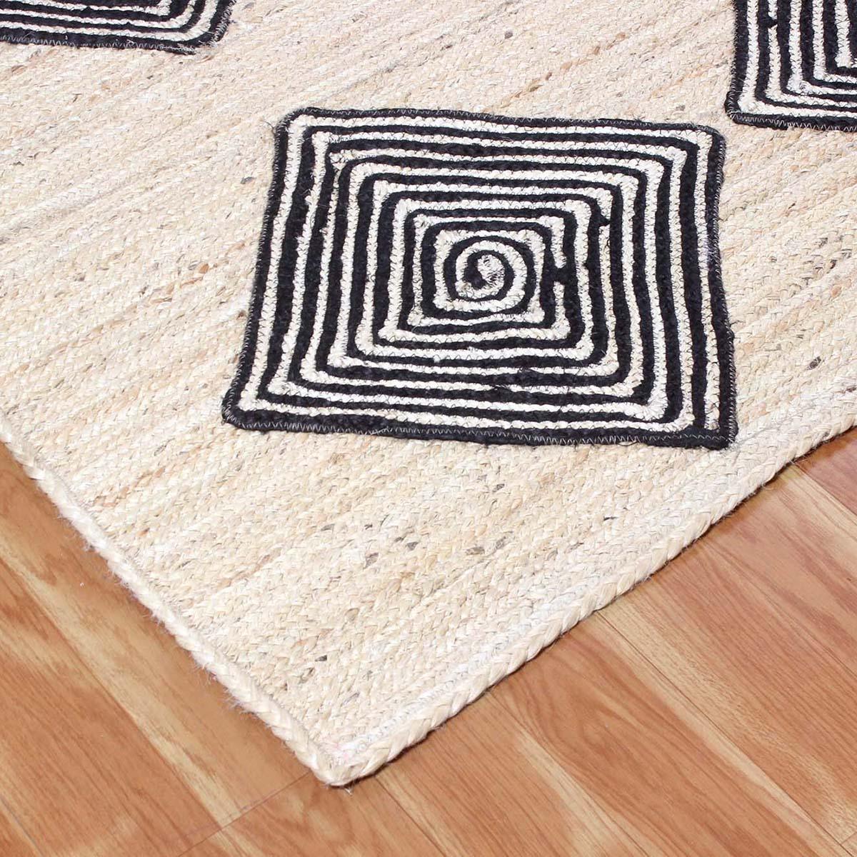 Traditional Black Beige Hand Braided Home Decor Jute Area Rug - Indian Rug Store