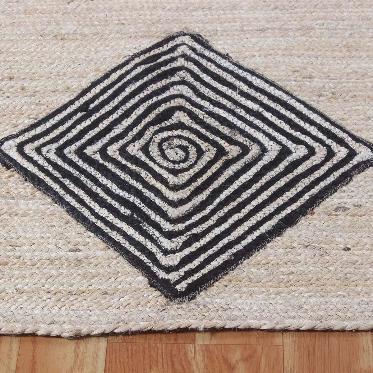 Traditional Black Beige Hand Braided Home Decor Jute Area Rug - Indian Rug Store