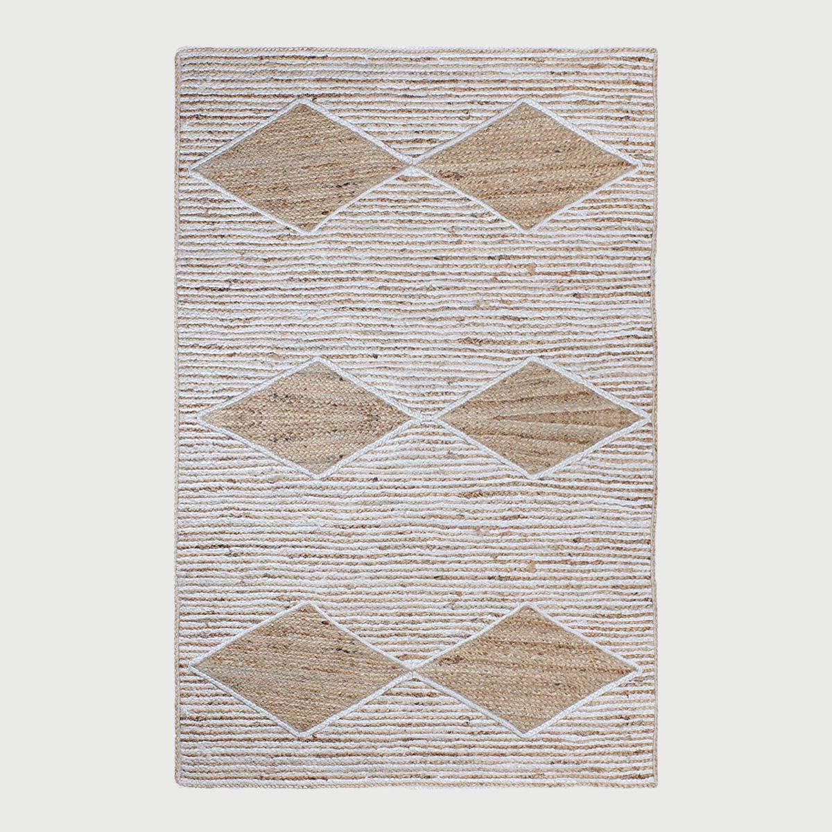 Attractive White Beige Hand Braided Living Room Jute Area Rug - Indian Rug Store