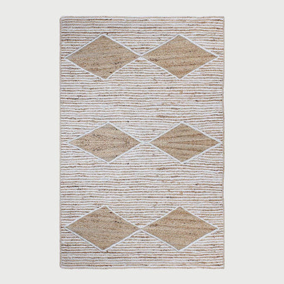 Attractive White Beige Hand Braided Living Room Jute Area Rug - Indian Rug Store