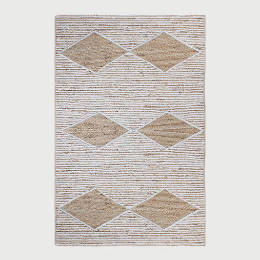 Attractive White Beige Hand Braided Living Room Jute Area Rug - Indian Rug Store