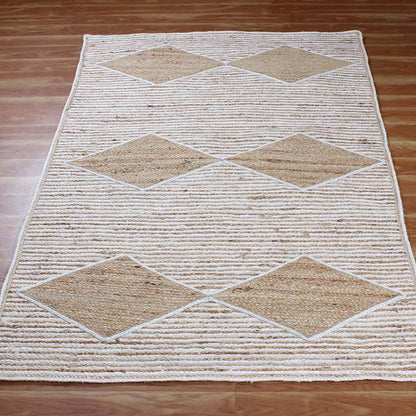 Attractive White Beige Hand Braided Living Room Jute Area Rug - Indian Rug Store