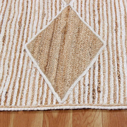 Attractive White Beige Hand Braided Living Room Jute Area Rug - Indian Rug Store