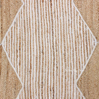 Attractive White Beige Hand Braided Living Room Jute Area Rug