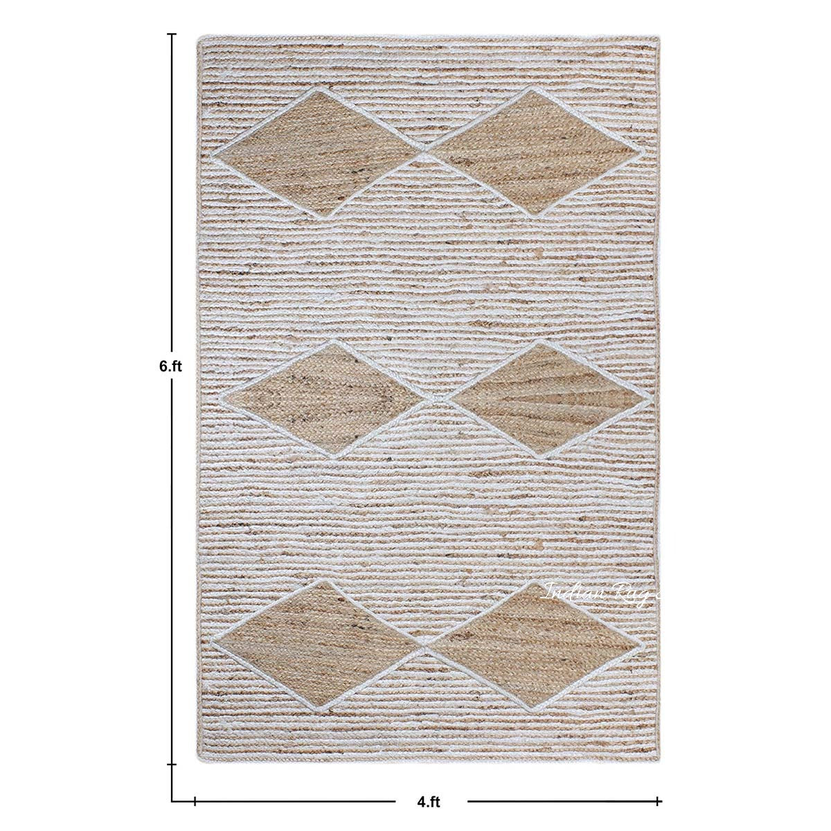 Attractive White Beige Hand Braided Living Room Jute Area Rug