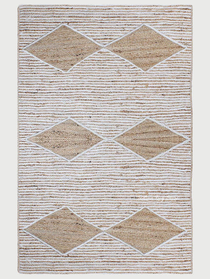 Attractive White Beige Hand Braided Living Room Jute Area Rug