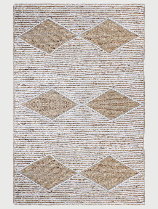 Attractive White Beige Hand Braided Living Room Jute Area Rug