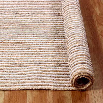 Trendy White Beige Hand Braided Farm House Jute Area Rug - Indian Rug Store