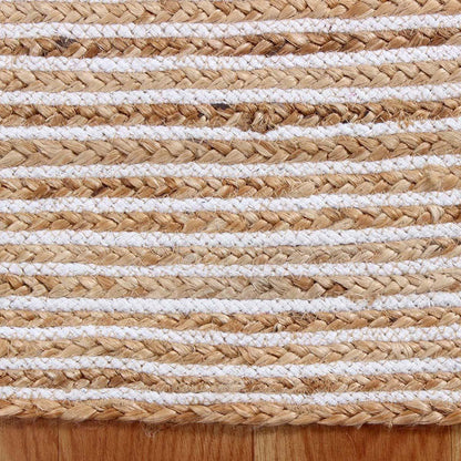 Trendy White Beige Hand Braided Farm House Jute Area Rug - Indian Rug Store