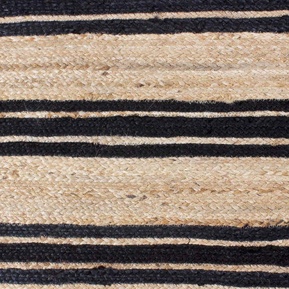 Oriental Black Beige Hand Braided Sea House Jute Area Rug - Indian Rug Store