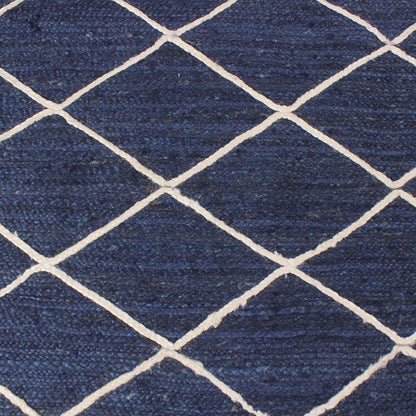 Traditional Blue White Hand Braided Entry Way Jute Area Rug - Indian Rug Store