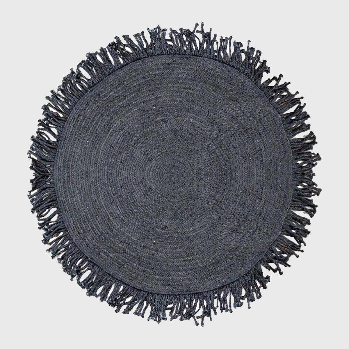 Attractive Hand Braided Black Jute Home Decor Round Area Rug - Indian Rug Store