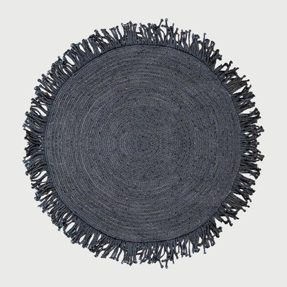 Attractive Hand Braided Black Jute Home Decor Round Area Rug - Indian Rug Store