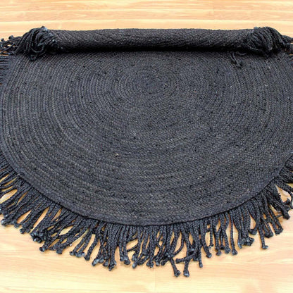 Attractive Hand Braided Black Jute Home Decor Round Area Rug - Indian Rug Store