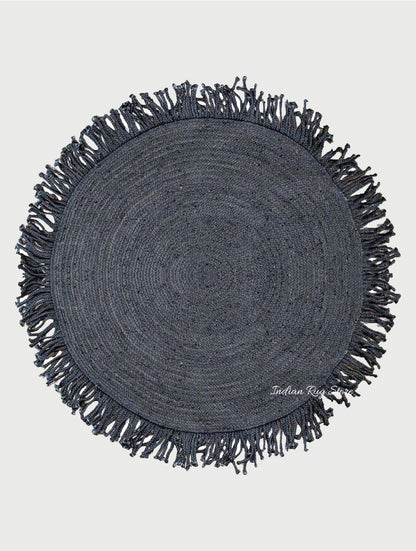 Attractive Hand Braided Black Jute Home Decor Round Area Rug