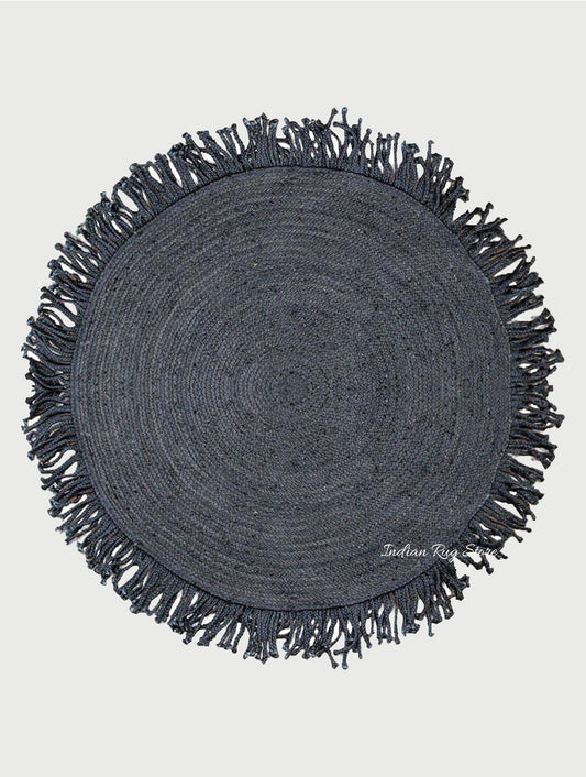 Attractive Hand Braided Black Jute Home Decor Round Area Rug