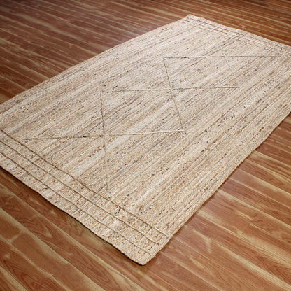 Trendy Beige Hand Braided Sea House Jute Area Rug - Indian Rug Store