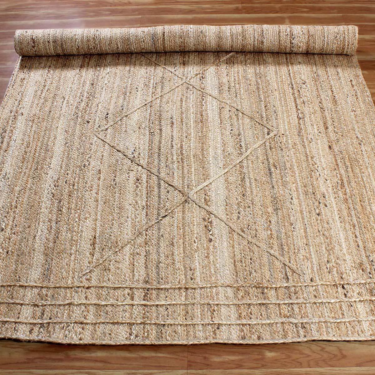 Trendy Beige Hand Braided Sea House Jute Area Rug - Indian Rug Store