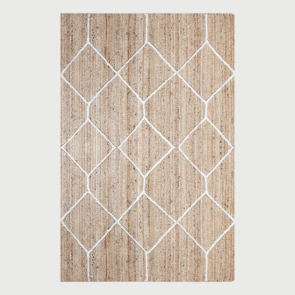 Natural Fiber Beige White Hand Braided Home Decor Jute Area Rug - Indian Rug Store