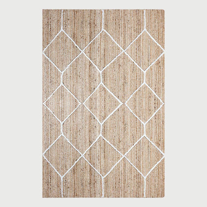 Natural Fiber Beige White Hand Braided Home Decor Jute Area Rug - Indian Rug Store