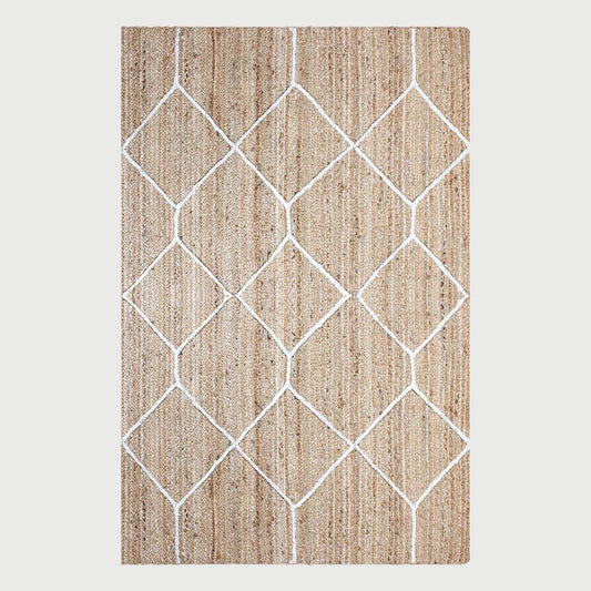 Natural Fiber Beige White Hand Braided Home Decor Jute Area Rug - Indian Rug Store