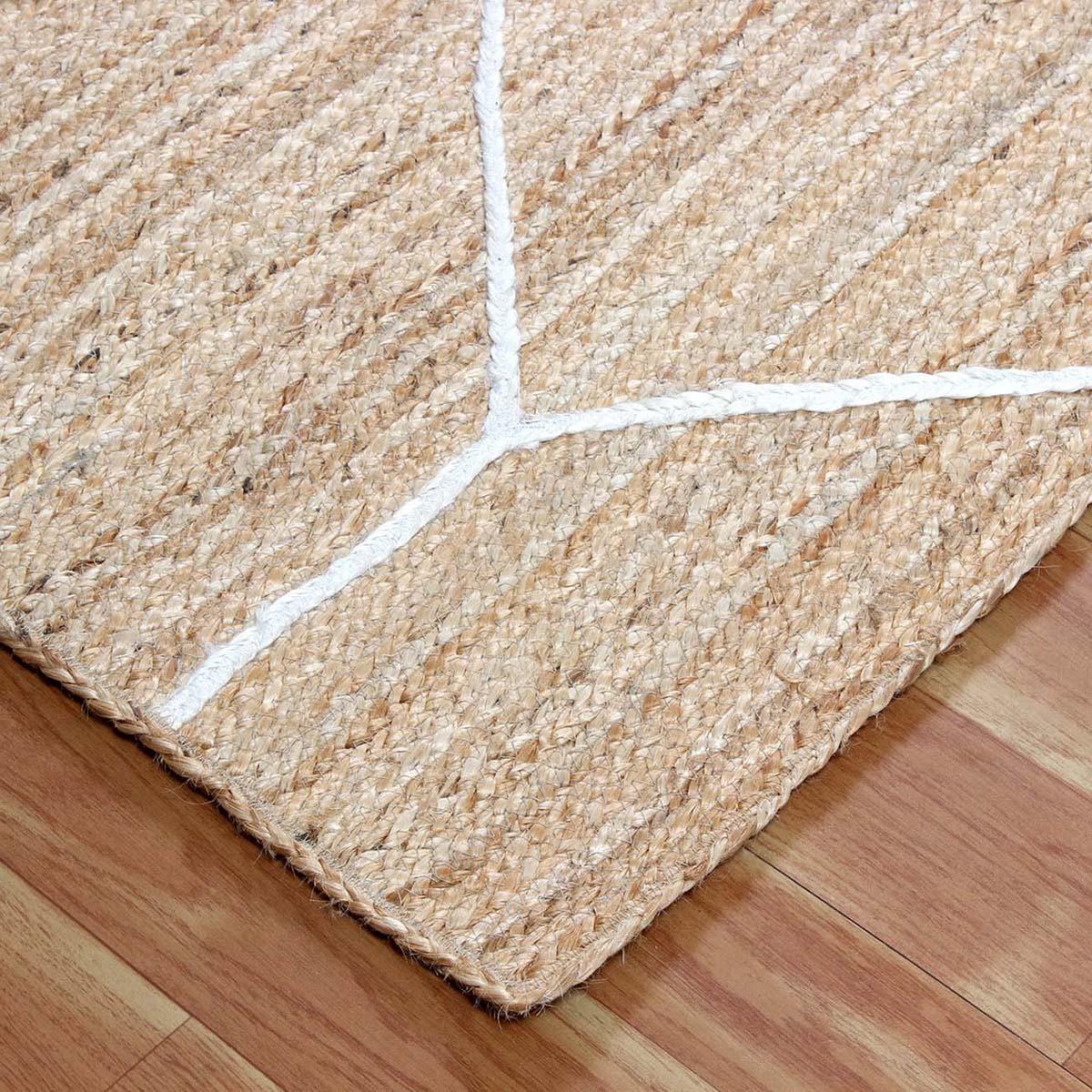 Natural Fiber Beige White Hand Braided Home Decor Jute Area Rug - Indian Rug Store