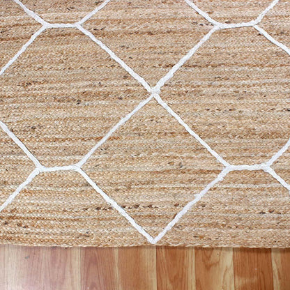 Natural Fiber Beige White Hand Braided Home Decor Jute Area Rug - Indian Rug Store