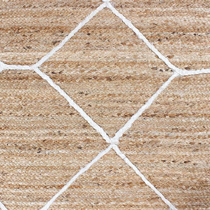 Natural Fiber Beige White Hand Braided Home Decor Jute Area Rug - Indian Rug Store