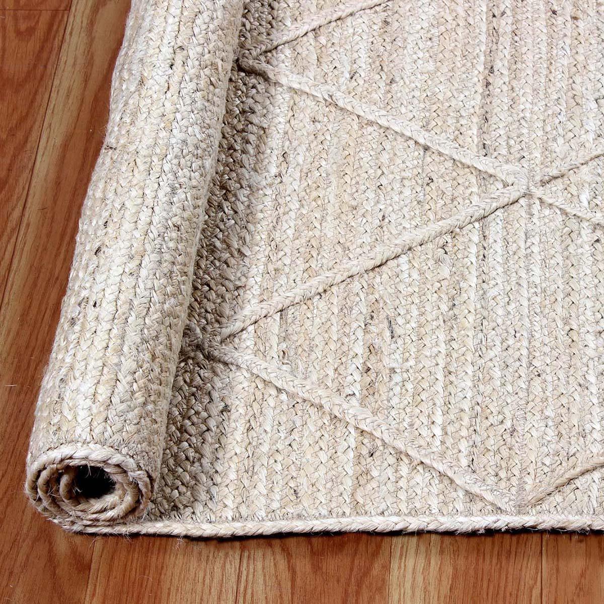 Attractive Beige Hand Braided Entry Way Jute Area Rug - Indian Rug Store