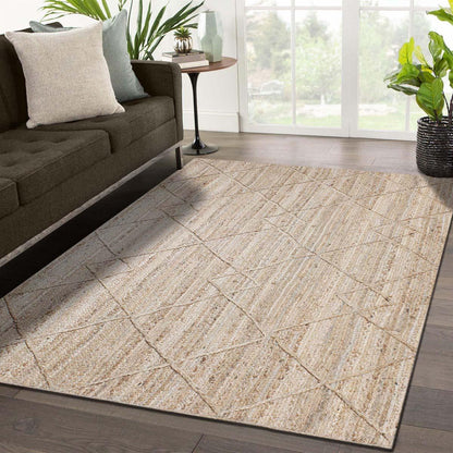 Traditional Beige Hand Braided Interior Jute Area Rug - Indian Rug Store