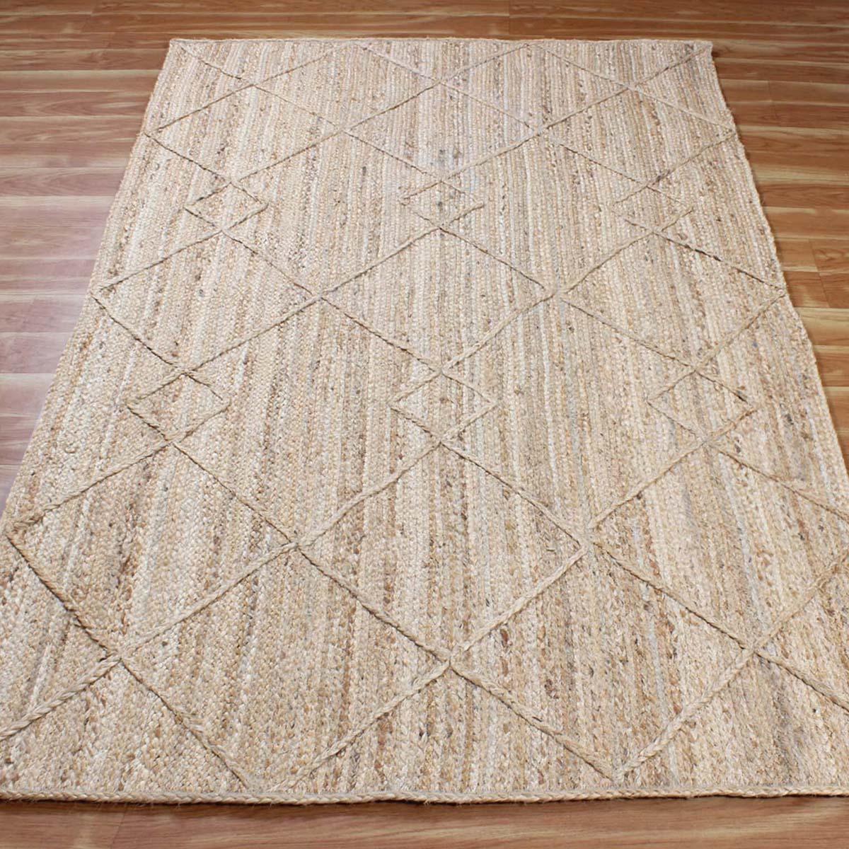 Traditional Beige Hand Braided Interior Jute Area Rug - Indian Rug Store