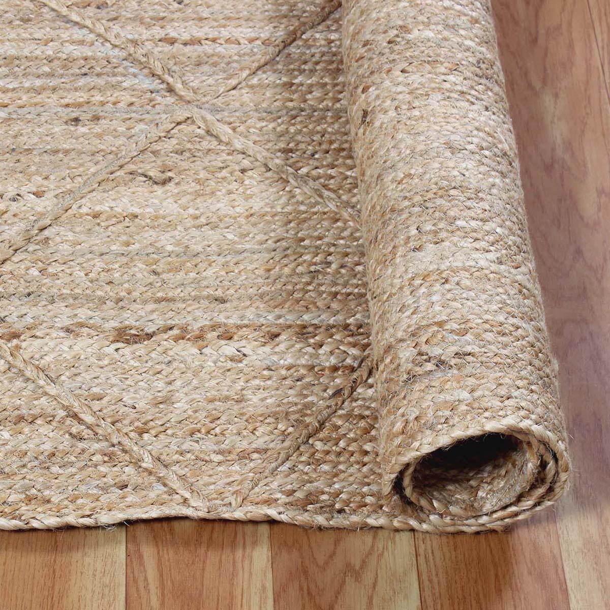 Traditional Beige Hand Braided Interior Jute Area Rug - Indian Rug Store