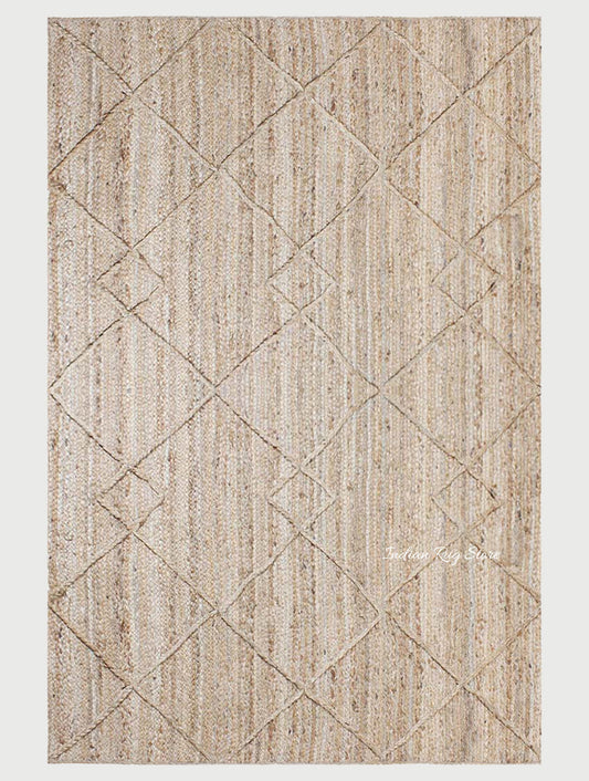 Traditional Beige Hand Braided Interior Jute Area Rug