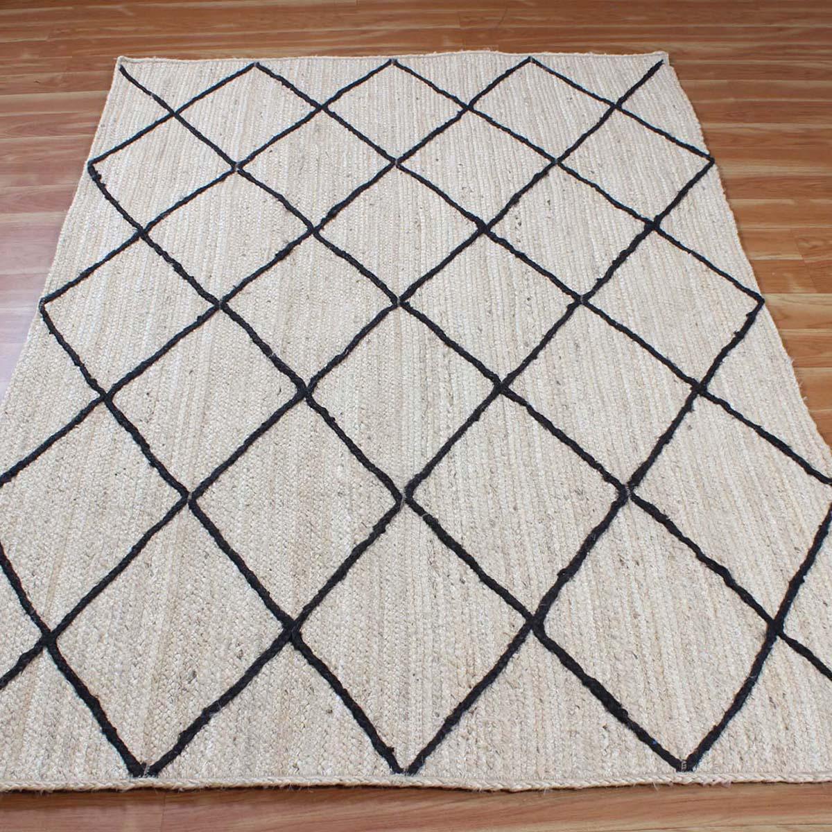 Trendy Beige White Hand Braided Outdoor Jute Area Rug - Indian Rug Store