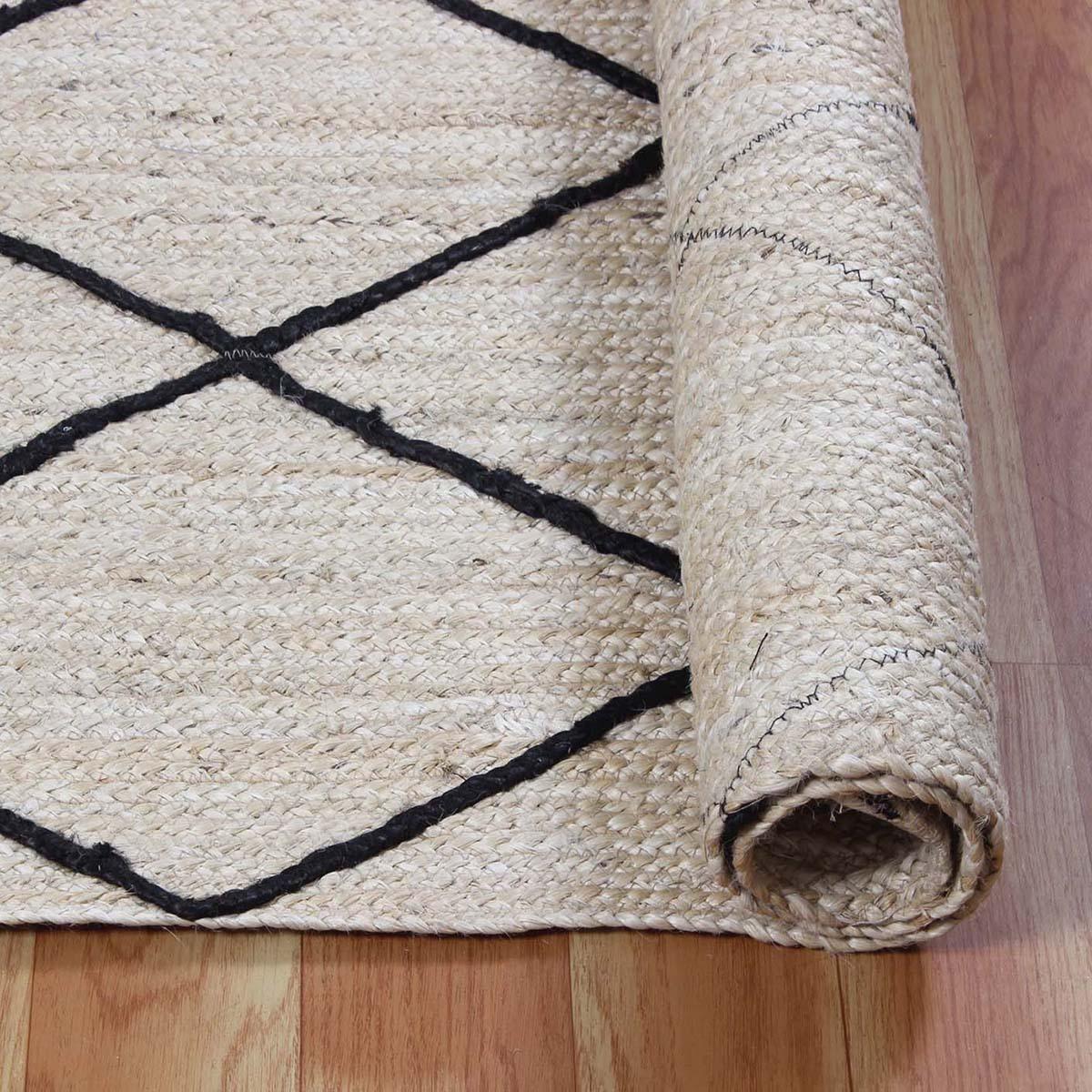 Trendy Beige White Hand Braided Outdoor Jute Area Rug - Indian Rug Store