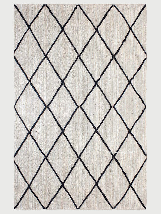 Trendy Beige White Hand Braided Outdoor Jute Area Rug