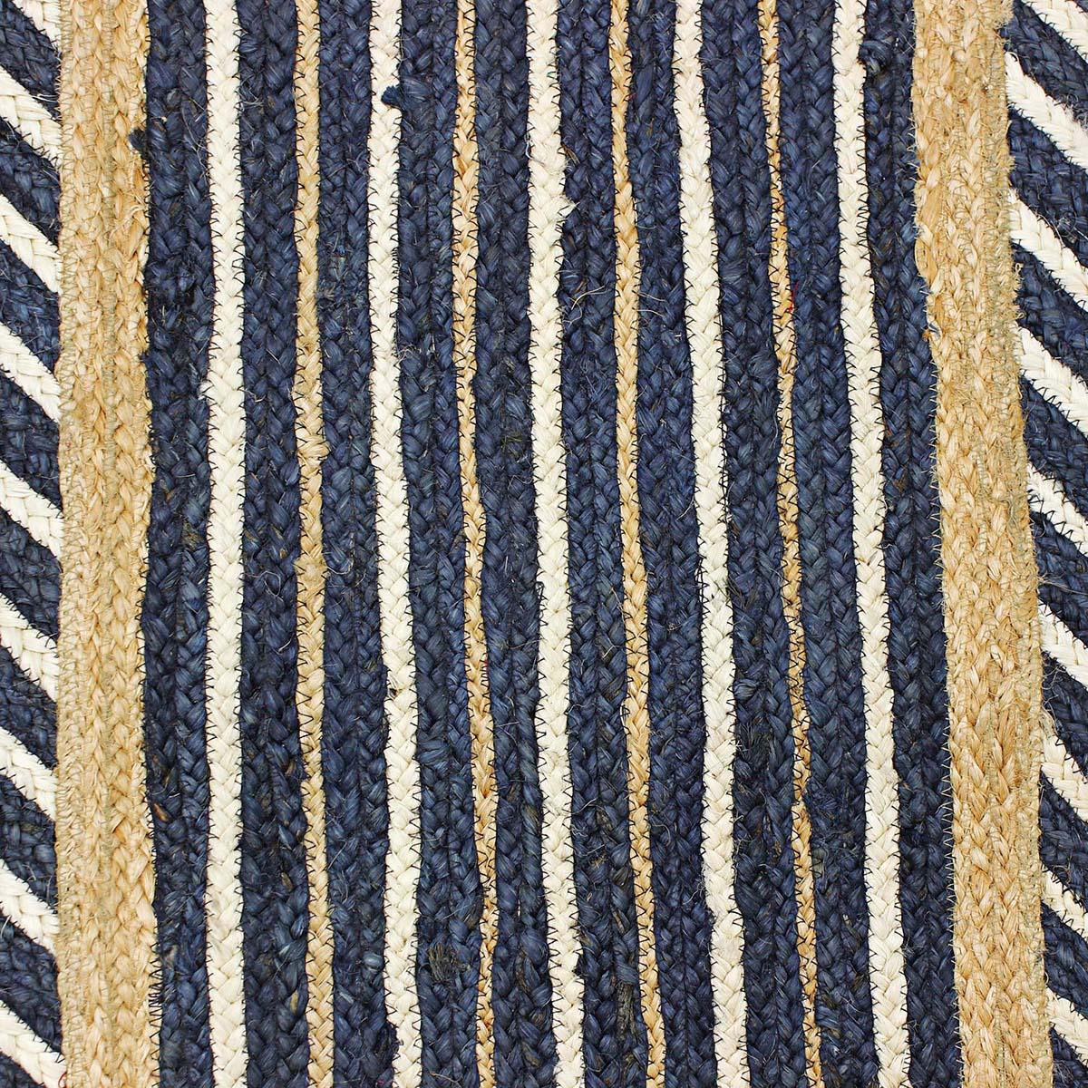 Attractive Beige Blue Hand Braided Entrance Jute Area Rug - Indian Rug Store