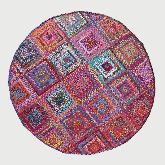 Hand Braided Multicolor Round Interior Decor Cotton Rug - Indian Rug Store