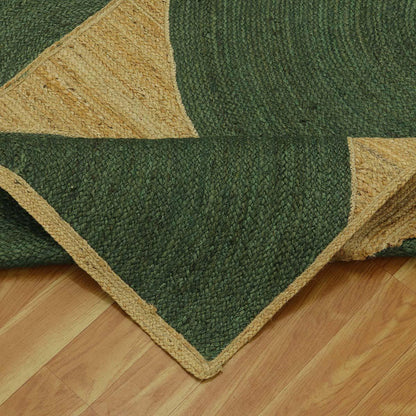 Oriental Green Blue Hand Braided Sea House Jute Area Rug - Indian Rug Store