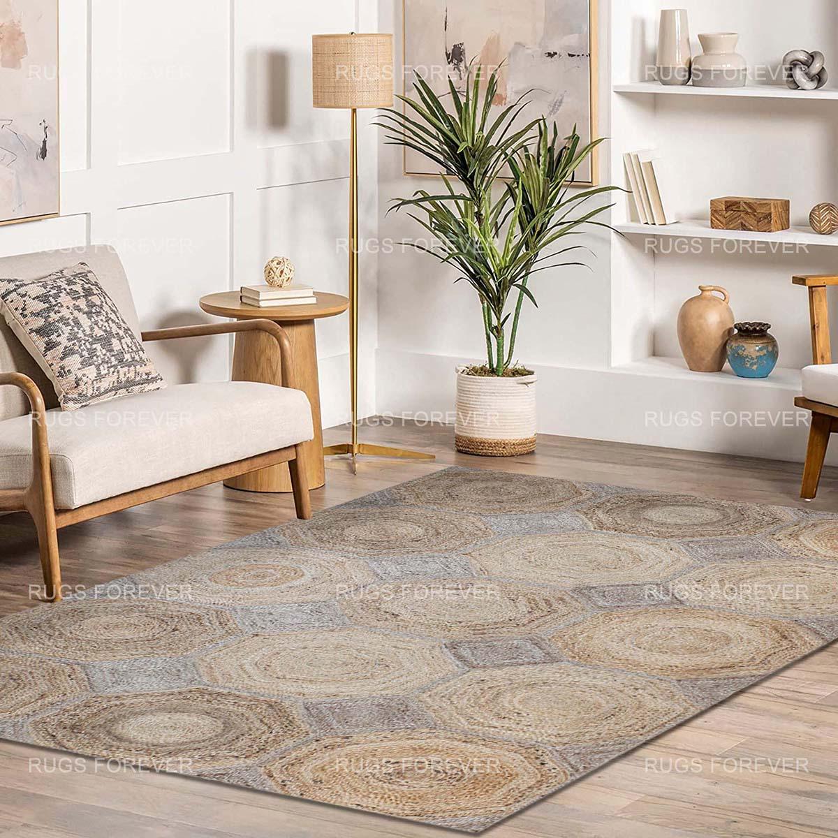 Attractive Beige Hand Braided Entry Way Jute Area Rug - Indian Rug Store