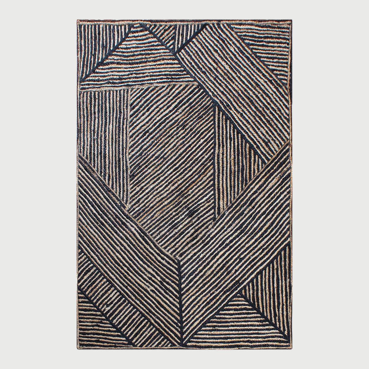 Trendy Black Beige Hand Braided Interior Jute Area Rug - Indian Rug Store