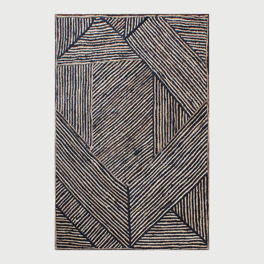 Trendy Black Beige Hand Braided Interior Jute Area Rug - Indian Rug Store