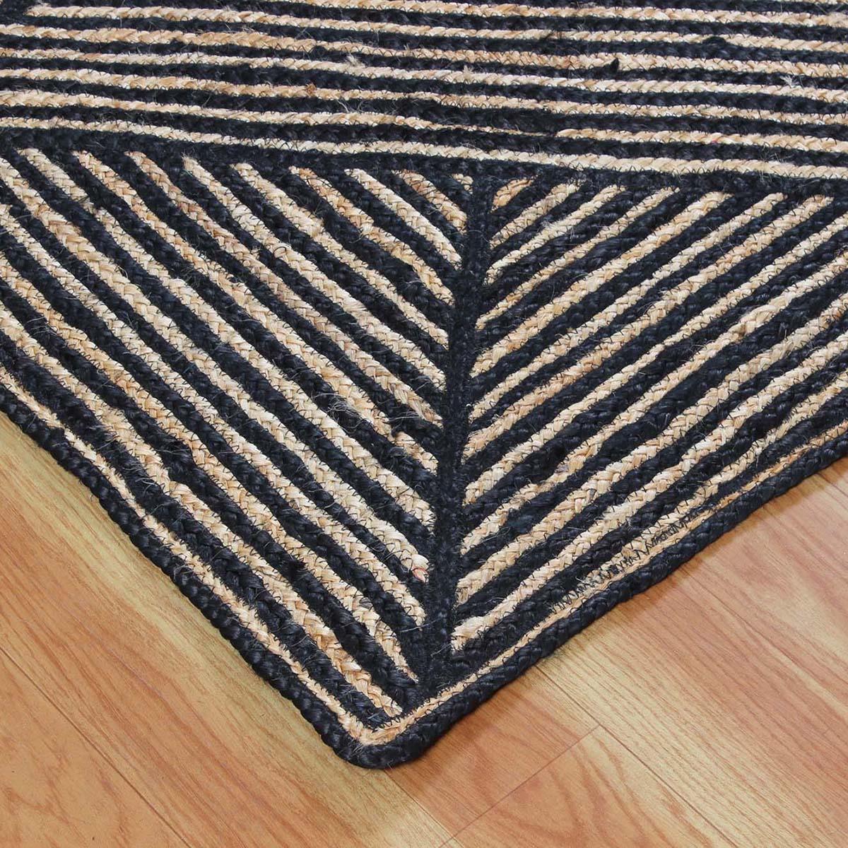 Trendy Black Beige Hand Braided Interior Jute Area Rug - Indian Rug Store