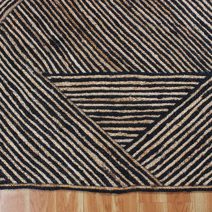 Trendy Black Beige Hand Braided Interior Jute Area Rug - Indian Rug Store