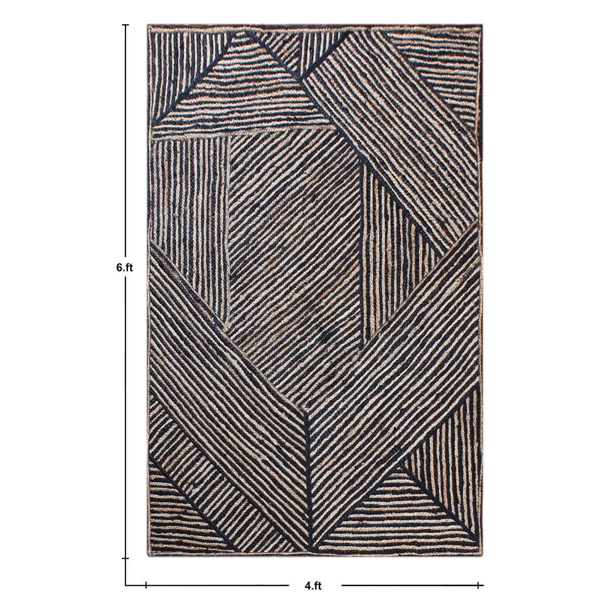 Trendy Black Beige Hand Braided Interior Jute Area Rug - Indian Rug Store