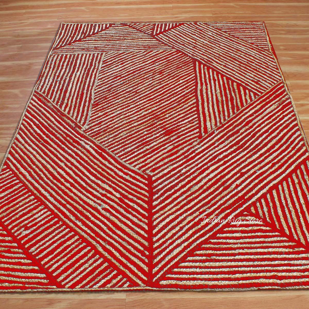 Beautiful Red Beige Hand Braided Entry Way Jute Area Rug