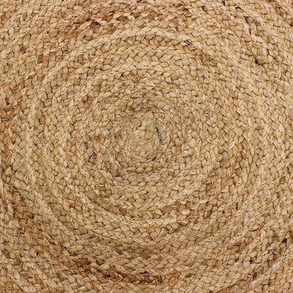 Traditional Hand Braided Beige Black Jute Farm House Round Area Rug - Indian Rug Store